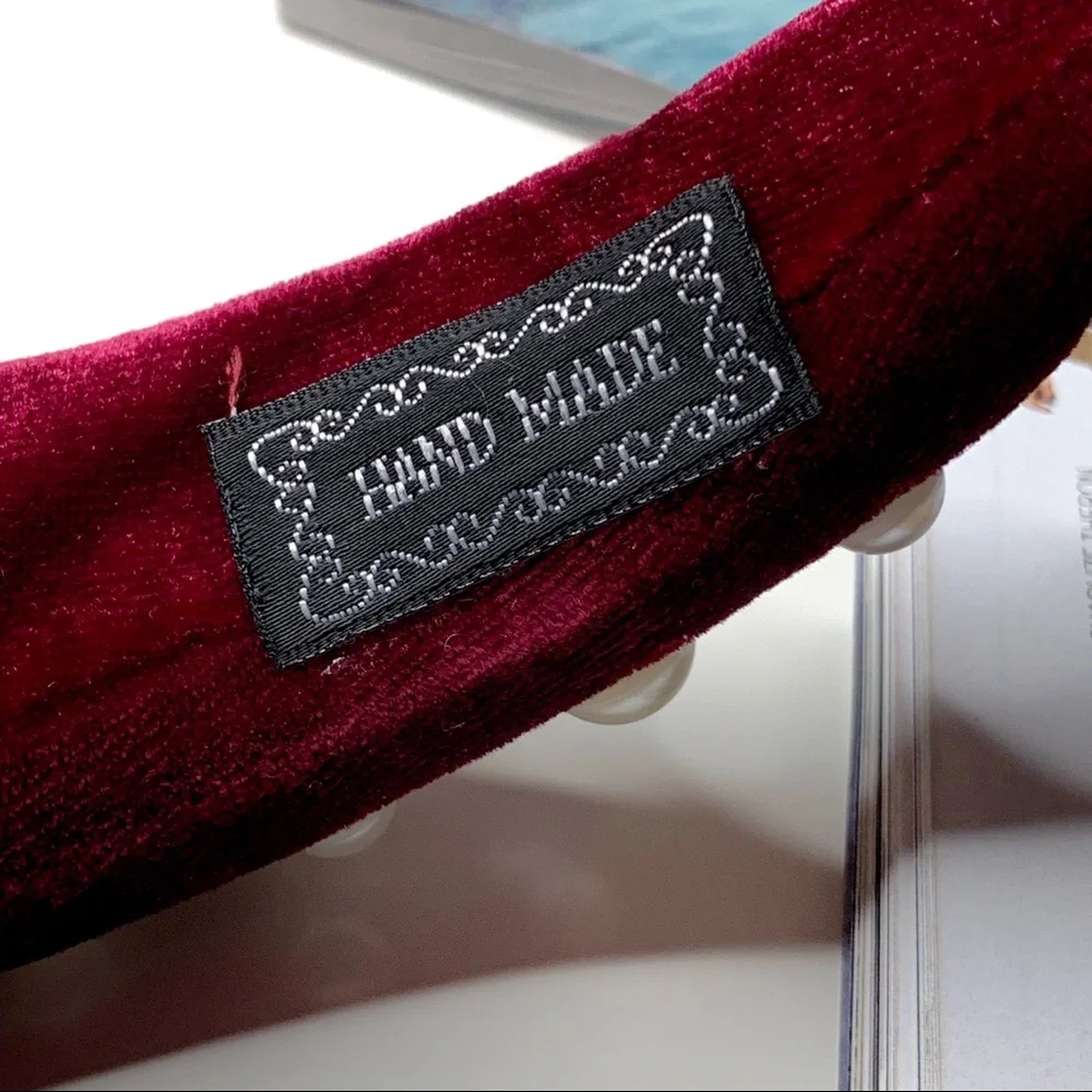 Magenta Velvet Pearled Padded Fashion Headband Bloggers Favorite - Picture 3 of 4
